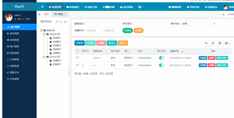 图片[3]-RuoYi若依管理系统v4.5.1源码+定时任务功能