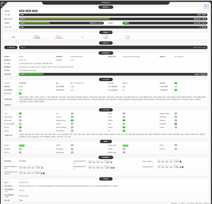 PHP探针_超炫酷服务器状态自适应显示源码