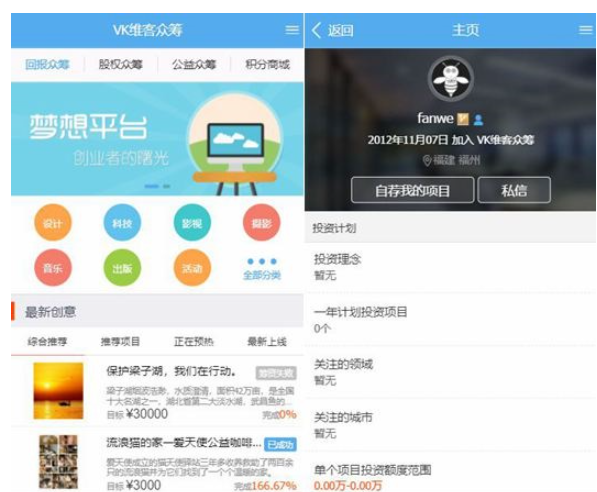 VK维客众筹网整站源码+手机端众筹网站系统源码下载