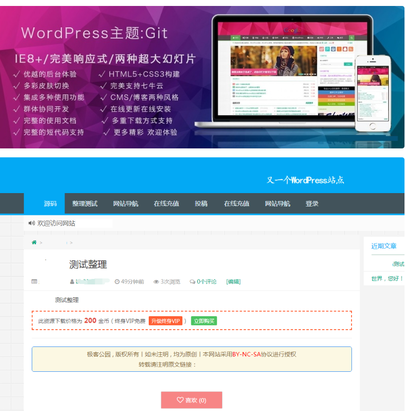 合适虚拟商品付费下载主题_一款比付费主题更像付费wordpress主题