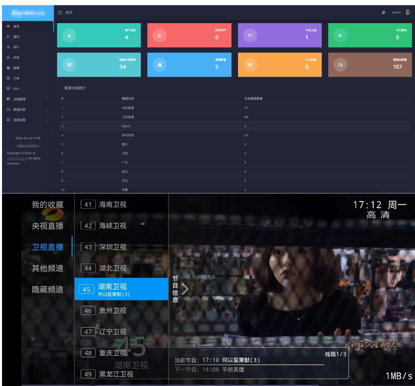 新版骆驼IPTV小肥米iptv管理系统 全开源源码 可对接EZtv电视直播管理系统