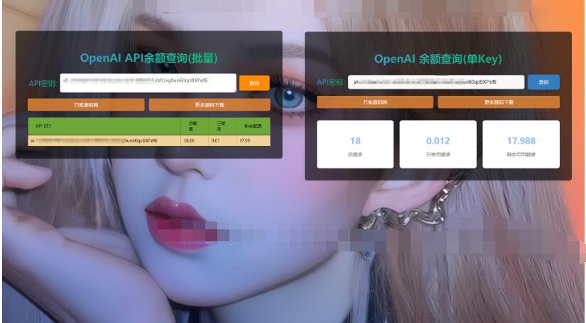 OpenAI 账户 ChatGPT 余额的在线查询源码