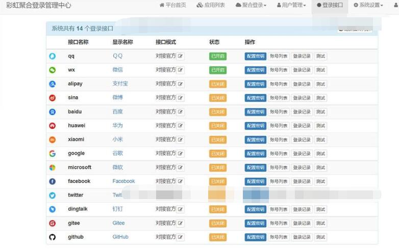 图片[3]-彩虹聚合登录系统源码开心版 一站式社会化账号登录系统