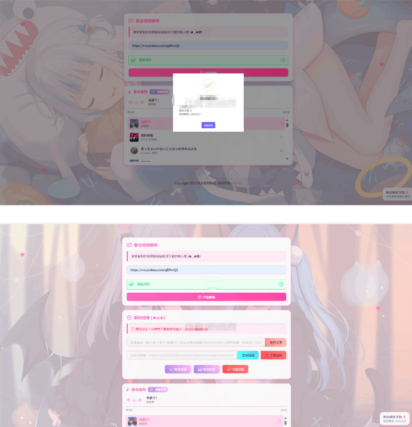 图片[2]-全新二次元短视频解析系统带卡密验证