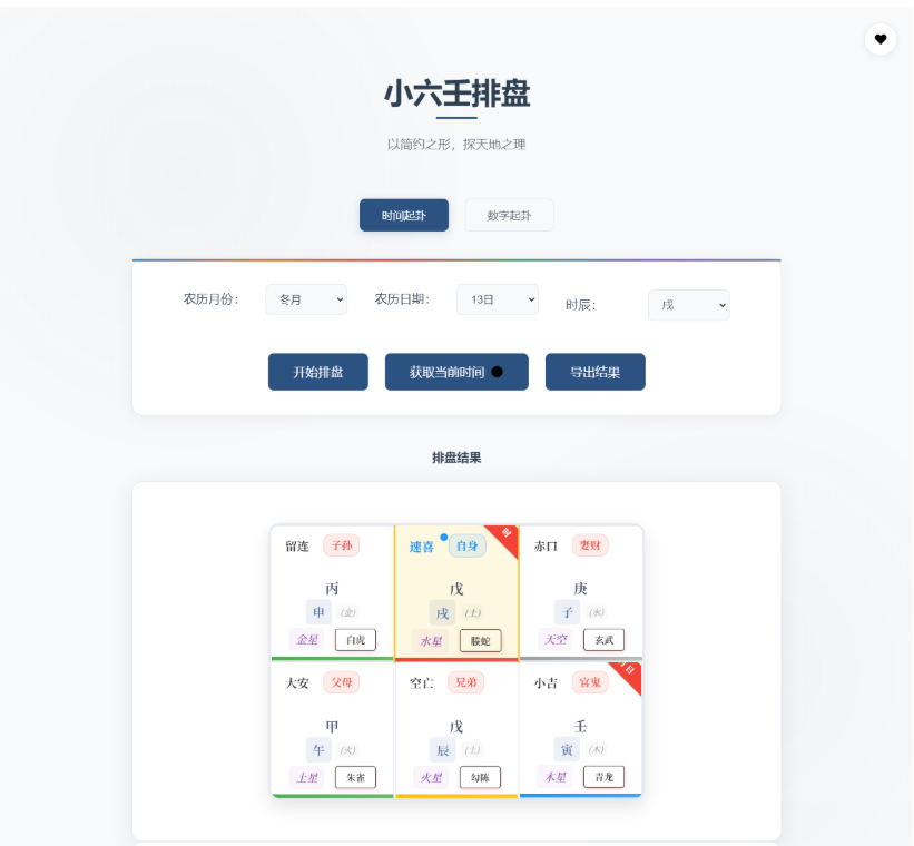 最新小六壬排盘工具源码 自适应双端-蜡笔傻新源码