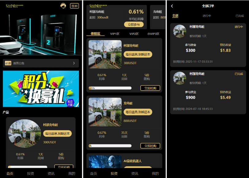 全新Fidelity充电桩投资理财系统源码-前端uniapp纯源码+后端PHP-蜡笔傻新源码