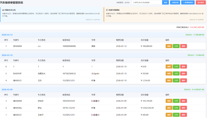 【开源分享】极简汽修接单管理系统：一键安装，支持手机/PC多端同步-蜡笔傻新源码